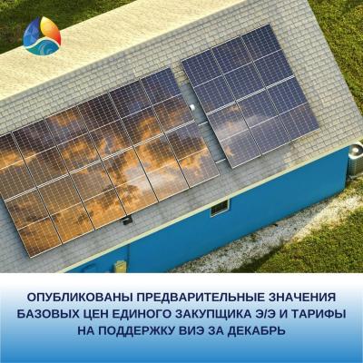 Опубликованы предварительные значения базовых цен Единого закупщика э/э и тарифы на поддержку ВИЭ за декабрь